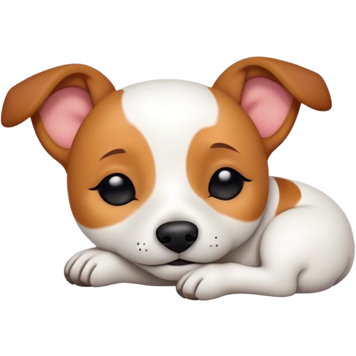 Meme-Worthy Cute Sleeping Jack Russell Terrier Portrait Emoji, Head and body resting peacefully with a contented smile, showcasing a compact, alert yet relaxed form with eyes gently closed in serene slumber, Simplified yet adorably endearing features, highly detailed, glowing with a soft, drowsy canine light, high shine, relaxed and utterly lovable, stylized with an air of playful laziness, soft glowing outline, capturing the essence of a sleeping Jack Russell Terrier that feels destined to become the next viral icon of adorable rest! emoji