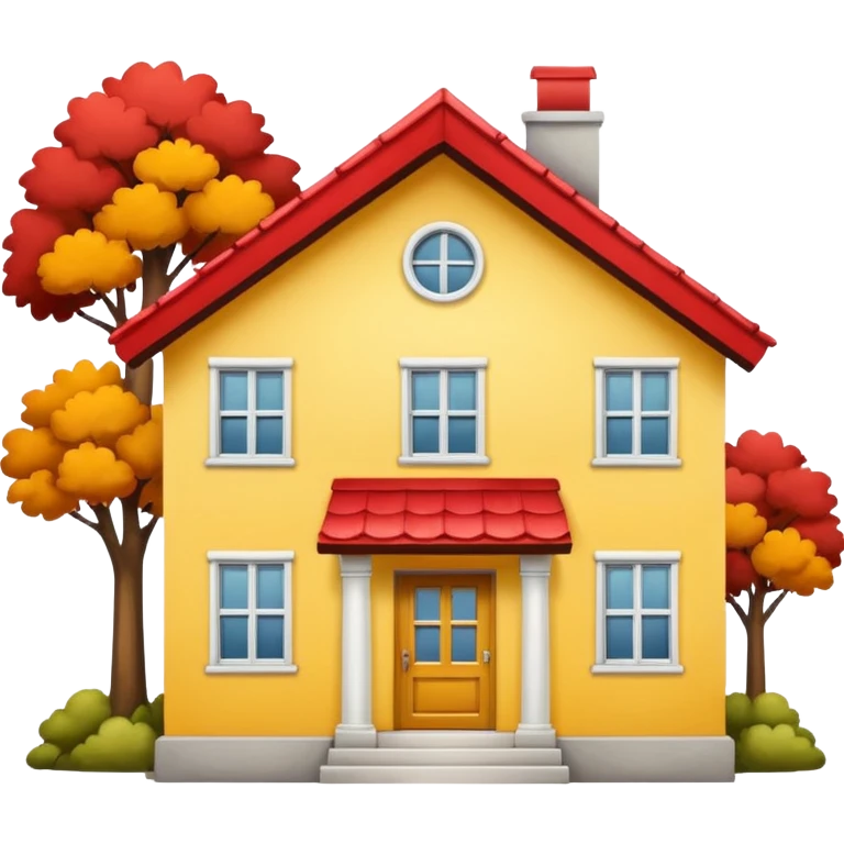 Front seight of a yellow house with a red roof emoji