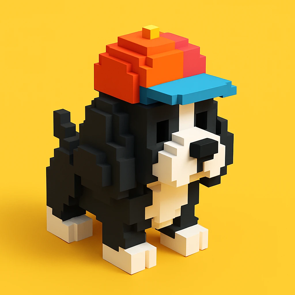 A black and white Russian Cocker Spaniel puppy wearing a cap. emoji