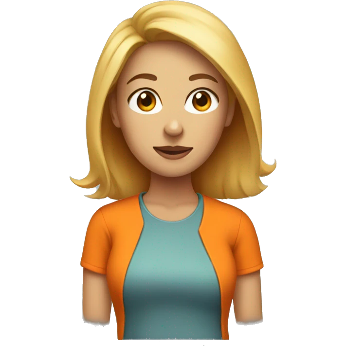Female portrait with orange shirt emoji