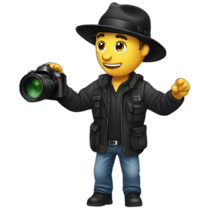 man photographer with black hat emoji