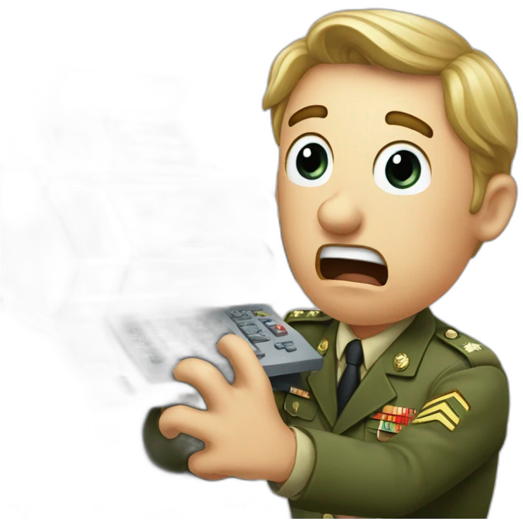 Useless German Military officer shouting at a fax machine emoji