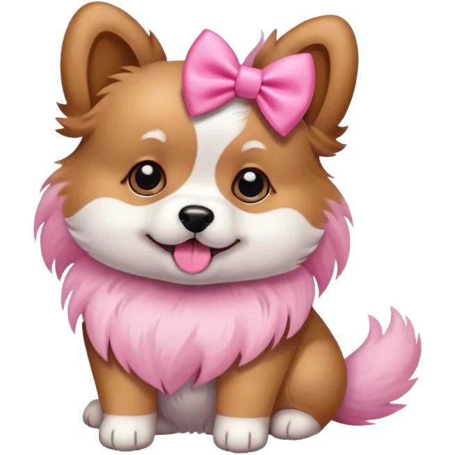 Perro con lazo rosa emoji