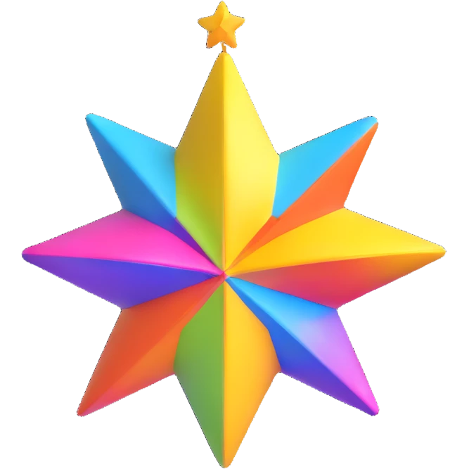 3D star floating with bright colors and prominent details emoji