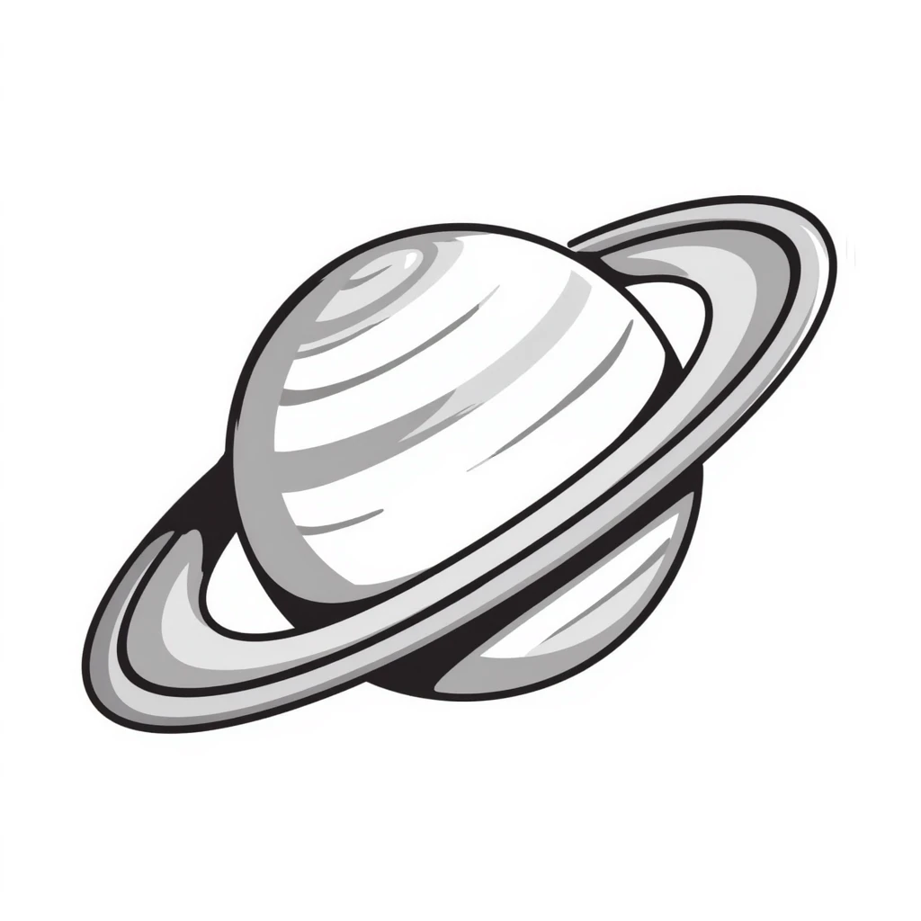 Hand-drawn Saturn planet in grey tones emoji