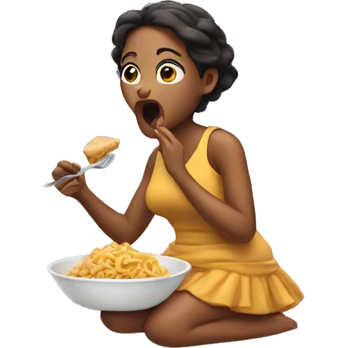 a woman is eating  emoji