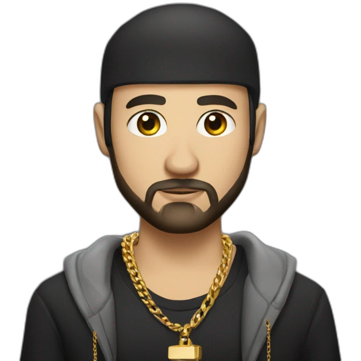 Russian male thug wearing gold chain with black short hair and short beard emoji