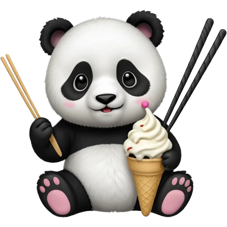 Panda eating ice cream with chopsticks  emoji