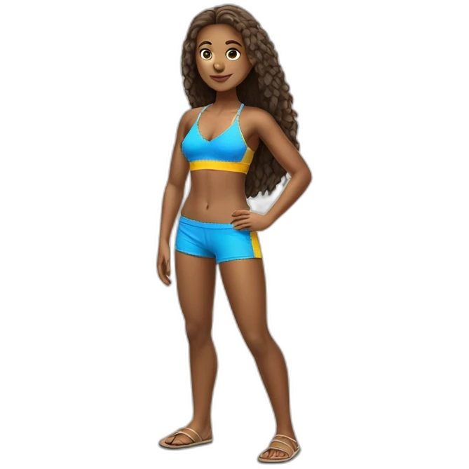 realistic beachvolley girl full body posing with separated legs emoji