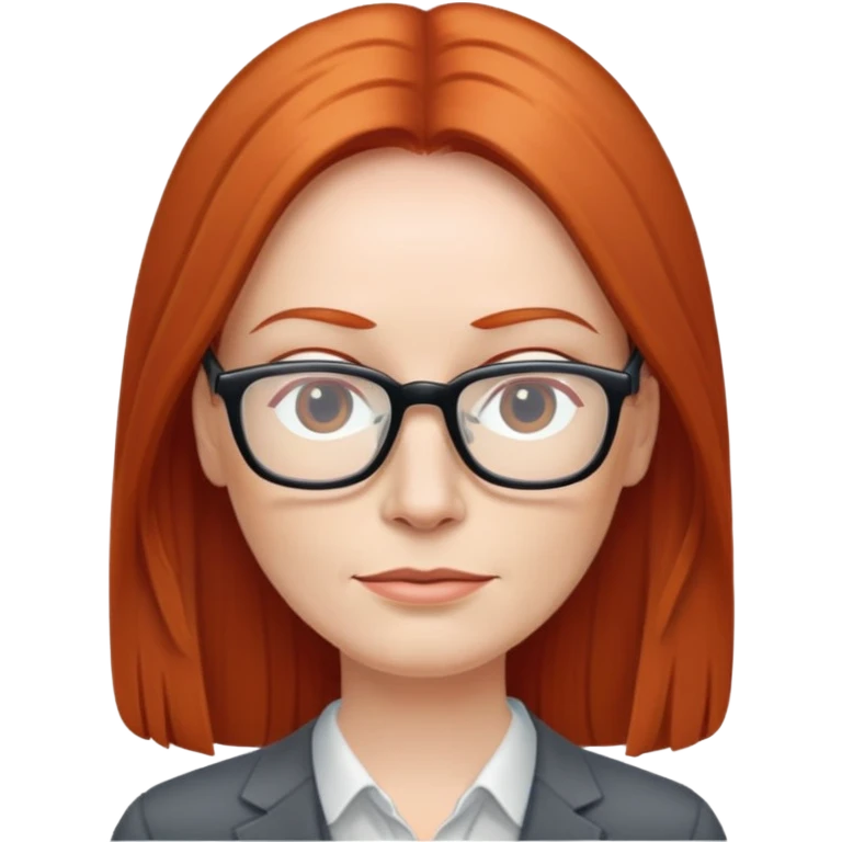 middle age Red head long straight hair pale skin wearing glasses emoji