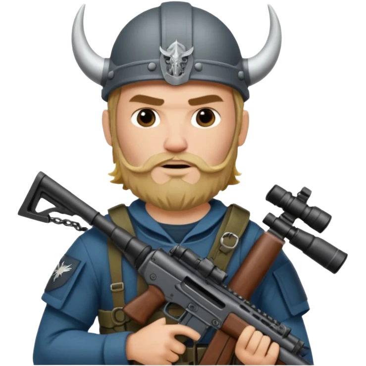 Viking in seal team 6 outfit with a military rifle emoji