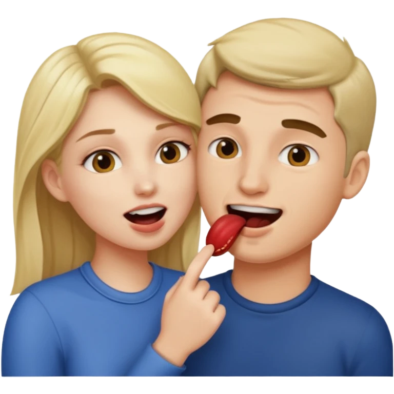 Woman biting man emoji