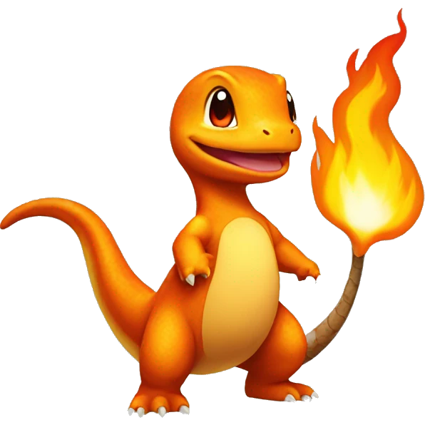 Charmander with a flame on its tail-tip emoji