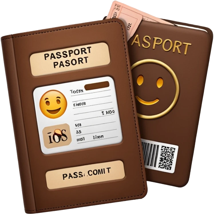 brown passaport and tickets emoji