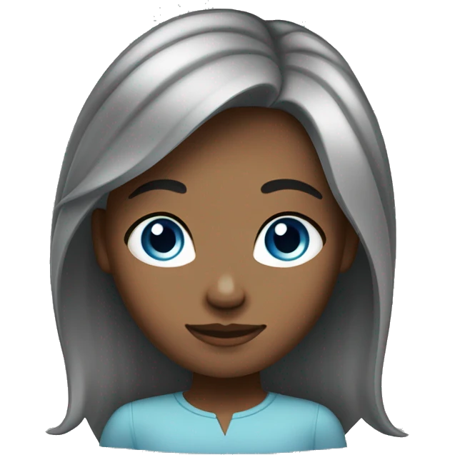 a fair skined girl with freckles medium lenght hair blue eyes. emoji