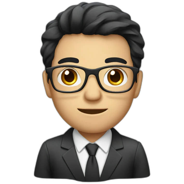 Businessman with black hair with glasses and notebook emoji