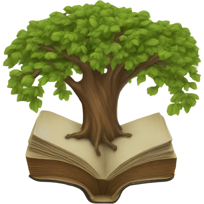 A tree rooted in an open Bible emoji