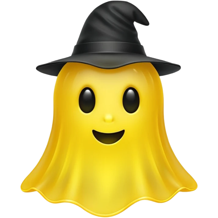 Yellow ghost with tiny black hat emoji