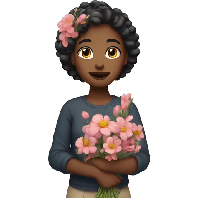 girl with flowers  emoji
