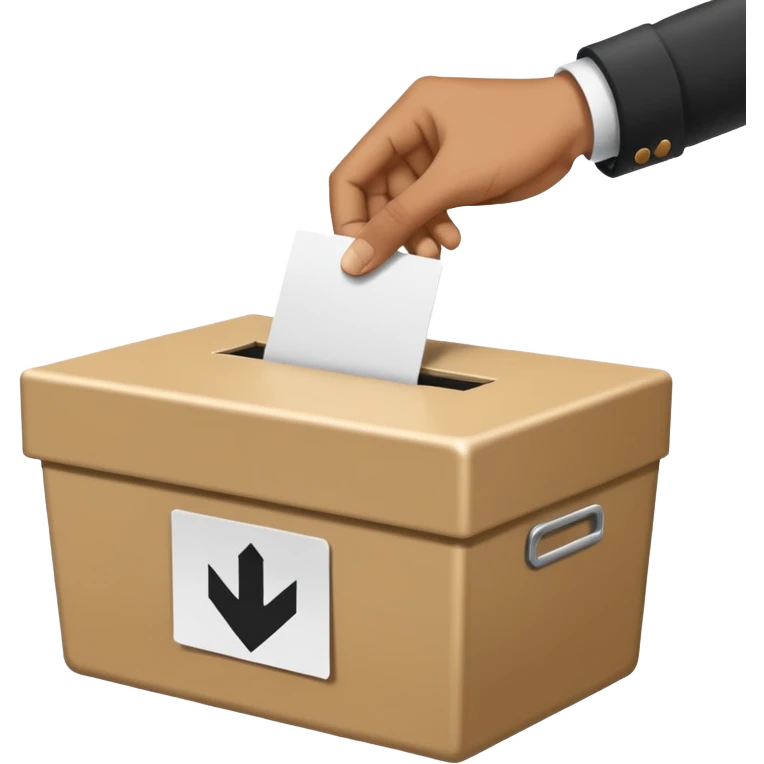 A neutral, generic symbolic image: A hand dropping a ballot paper into a simple, unmarked ballot box. on the ballot ‘Ja, aber’, ‘Nein, aber’,  emoji
