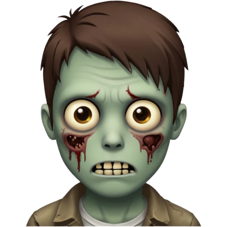 zombie, emo guy, with dark circles under his eyes and brown hair emoji