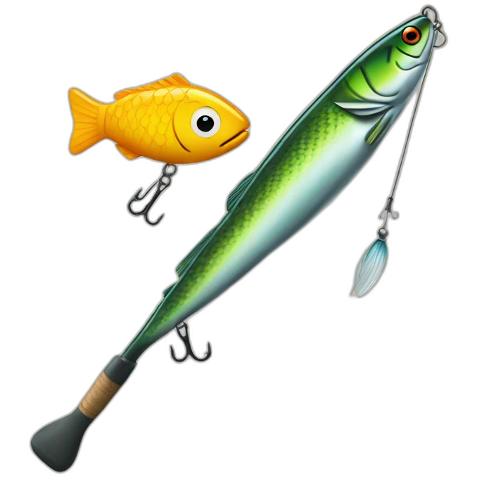 Fishing rod and fishing lure emoji