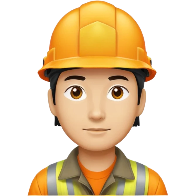 Man of Chinese appearance wearing an orange helmet with a yellow hat on top emoji