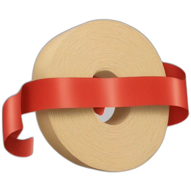 roll of thick red tape with the end loose emoji
