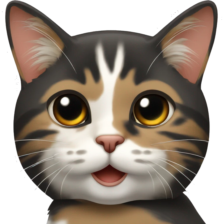 Gato tricolor con mancha negra en la barbilla  emoji
