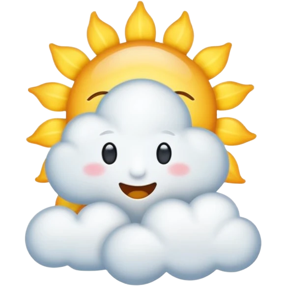 cloud with sun peeking from behind, cheerful emoji style emoji