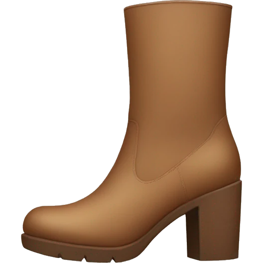 Light brown chunky heeled boots rectangle toe emoji
