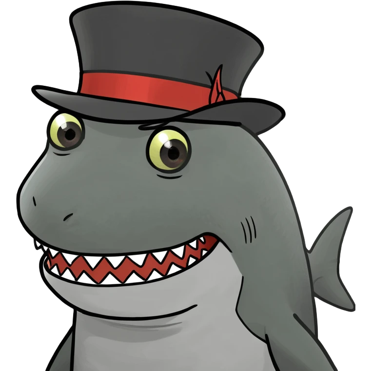 Shark with a top hat emoji