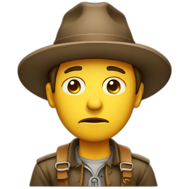 sad explorer with a hat, face emoji