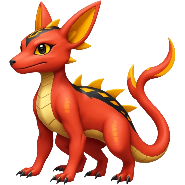 Exotic Volcanic Guilmon-Salandit-Umbreon-Fakémon-hybrid-creature (full body)  emoji