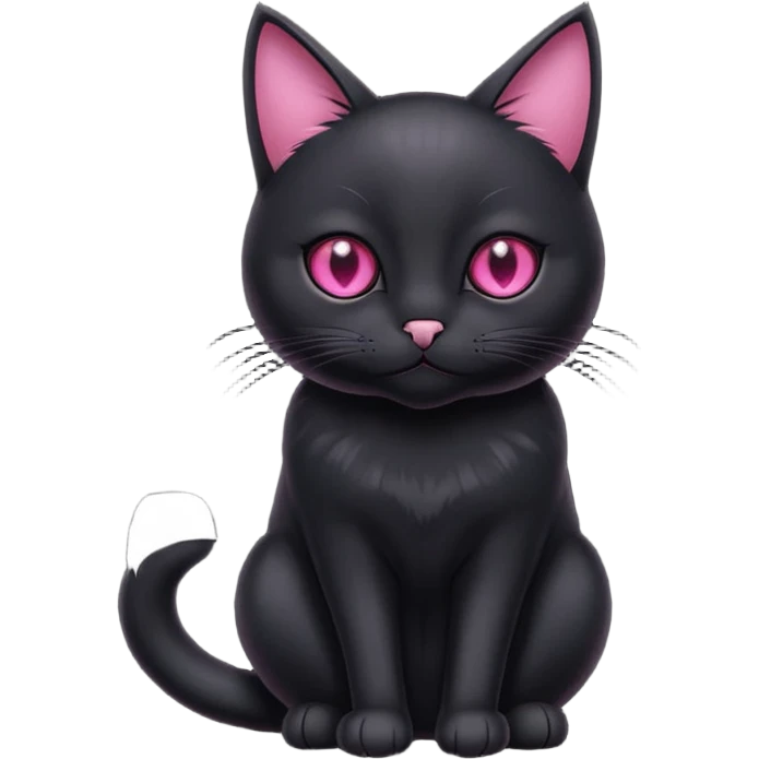Black cat with pink eyes emoji