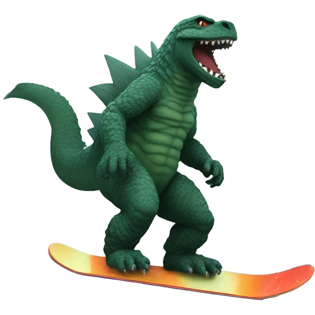 Godzilla snowboarding emoji