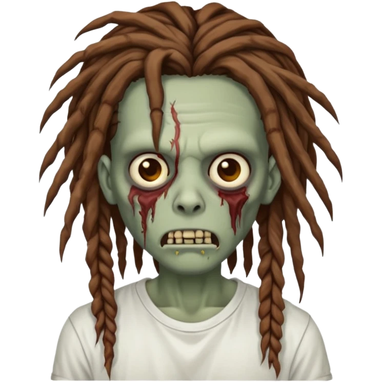 zombie with brown dreads white tee  emoji