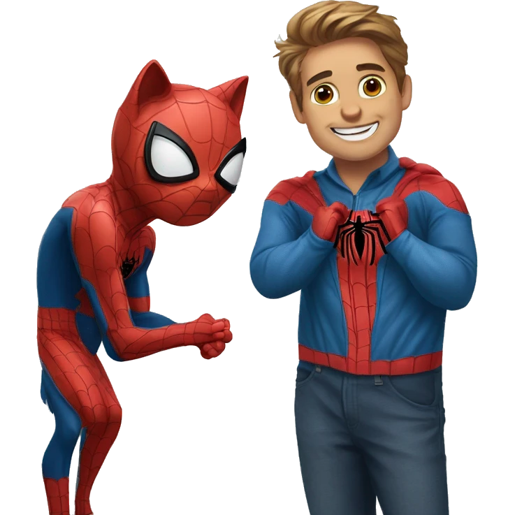  spider man and cat emoji