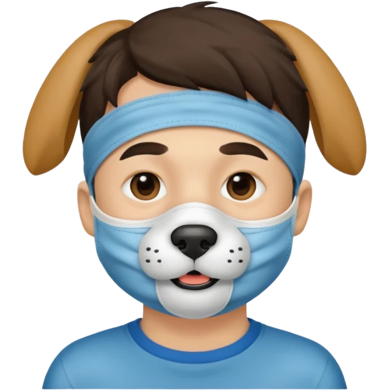 boy wearing dog mouth mask
 emoji