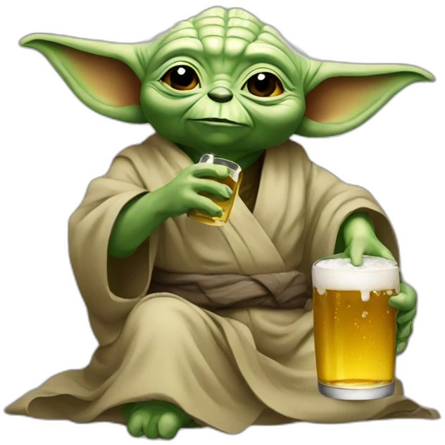 Yoda drinking beer emoji