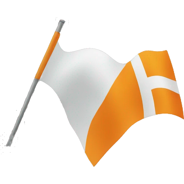 Bandeira de time laranja e branca com trem emoji