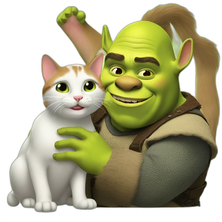 shrek petting a cat emoji