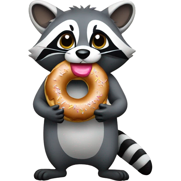 Raccoon eating donut emoji