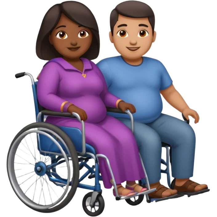 😁indian guy pushing fat girl in wheelchair  emoji