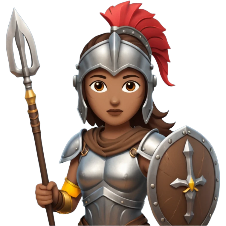woman spartan warrior holding spear and shield emoji