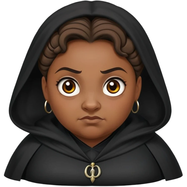 Alecto Carrow in harry potter, a woman fat, brown knot bun hair, look evil, black cloak emoji