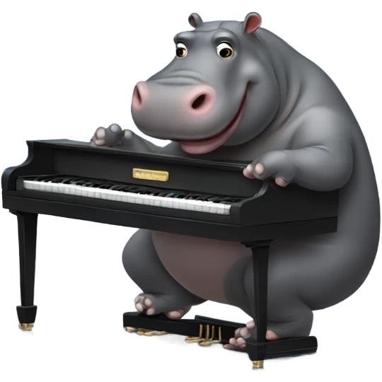 Hippo playing the piano emoji