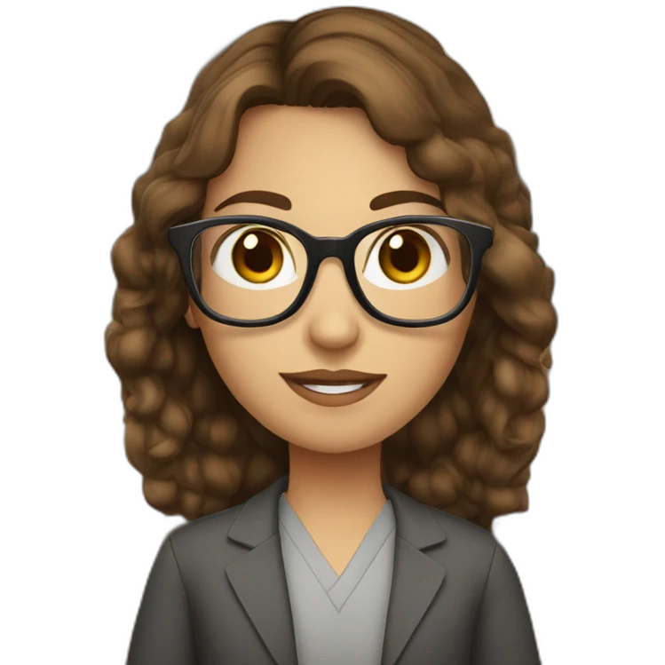 librarian, glasses, brown hair, gray eyes emoji