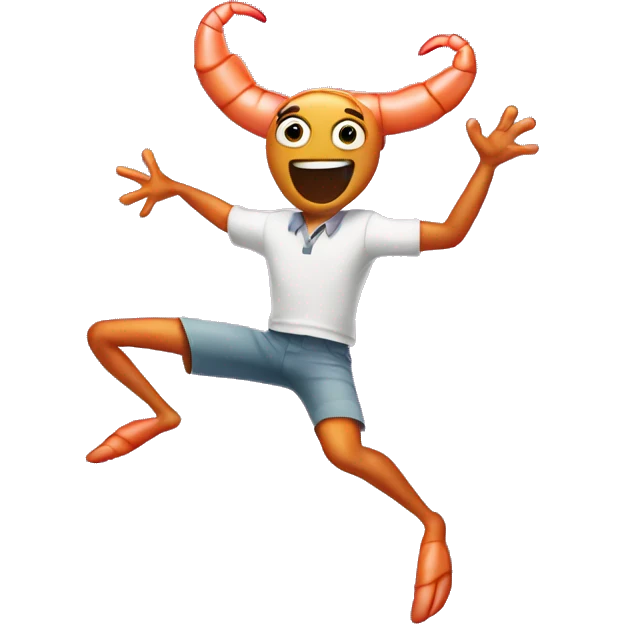 shrimp jumping in hollywood emoji