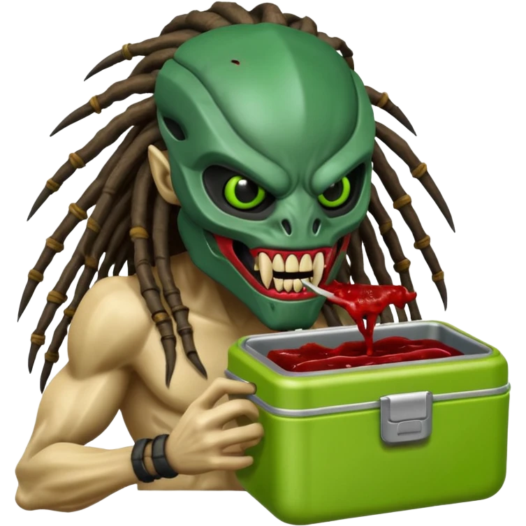 The predator with mask eating from a lunchbox emoji